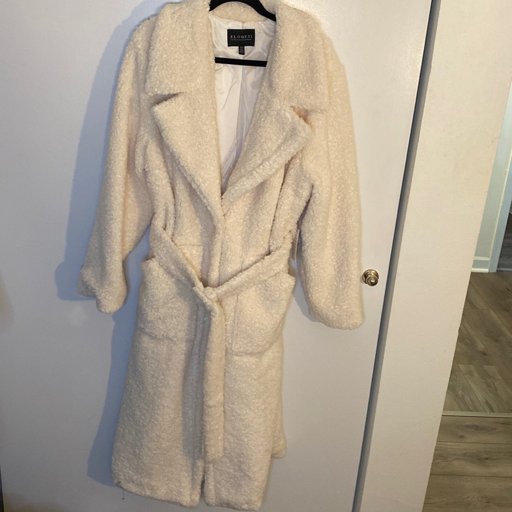 NWT Eloquii Long Belted Teddy Coat - SIZE 18/20 2X - Picture 3 of 8